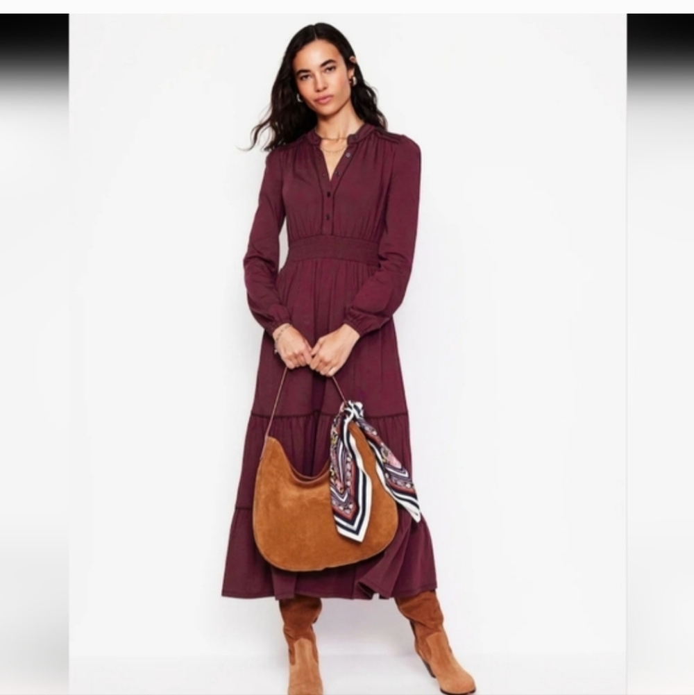 Boden Rich Plum Long Sleeve Dress